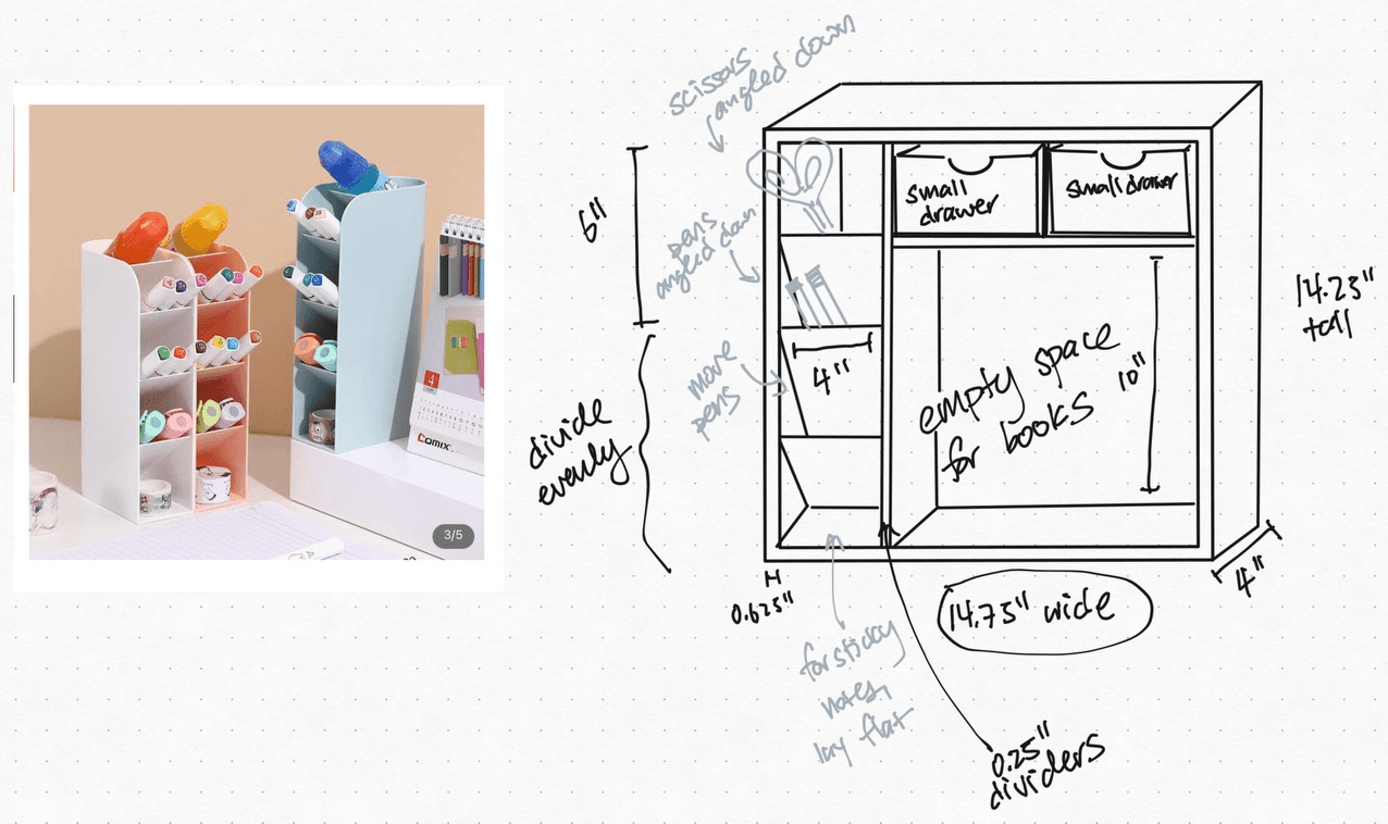 Initial concept sketch that I sent to my dad.