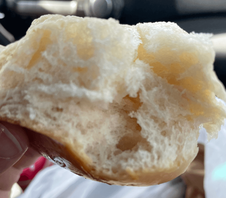 The inside of a Hartz Chicken yeast roll
