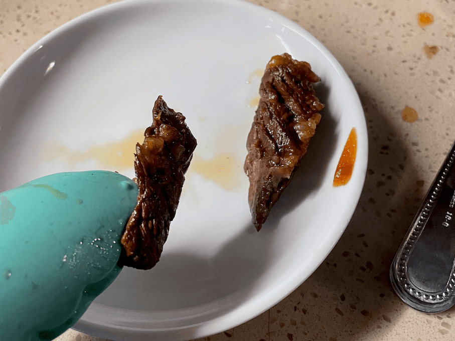 I could pull apart this beef with tongs and a spoon with little force.
